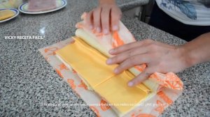 NIÑO ENVUELTO DE JAMÓN Y QUESO O ROLLO DE SANDWICH | Vicky Receta Fácil