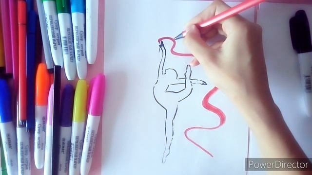 Как нарисовать гимнастку с лентой? смотреть онлайн