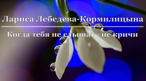 Лариса Лебедева-Кормилицына - Когда тебя не слышат - не кричи