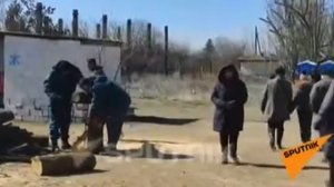 Российский лагерь для беженцев из Мариуполя.Russian camp for refugees from Mariupol