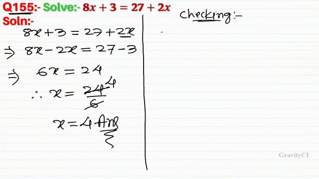 Q155 | Solve 8x+3=27+2 | 8 x + 3 = 27 + 2 смотреть онлайн