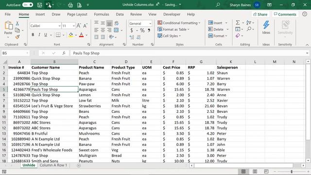 HOW TO Unhide Columns in Excel (inc. unhide Column A and unhide Row 1)