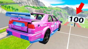 КТО ДАЛЬШЕ ПРЫГНЕТ ЧЕЛЛЕНДЖ! ПРЫЖКИ НА УГАРНЫХ И ЧЁТКИХ ТАЧКАХ С ОГРОМНОГО ТРАМПЛИНА В BeamNG.drive