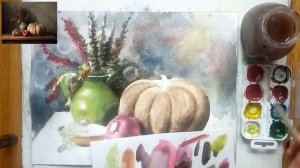 Осенний натюрморт. Процесс написания с объяснениями художника