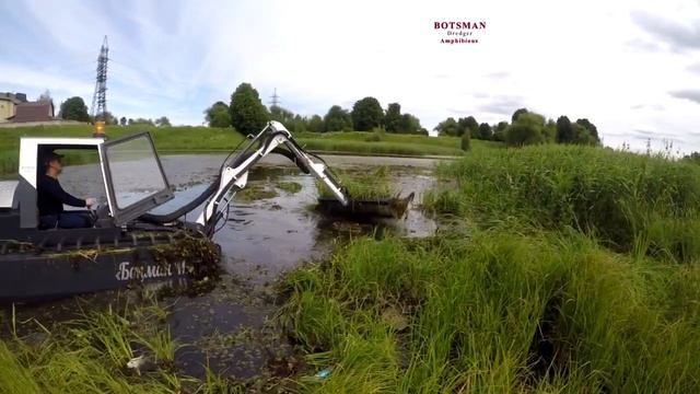 Земснаряд, плавающий экскаватор, амфибия. Производство. Очистка и дноуглубление водоемов. Botsman