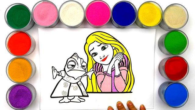 Рапунцель, раскраска для детей. Рисование песком.BabyBox art смотреть онлайн