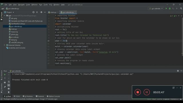 python project beginner | GUI calendar Project 2020 | python project ideas | python project GitHub
