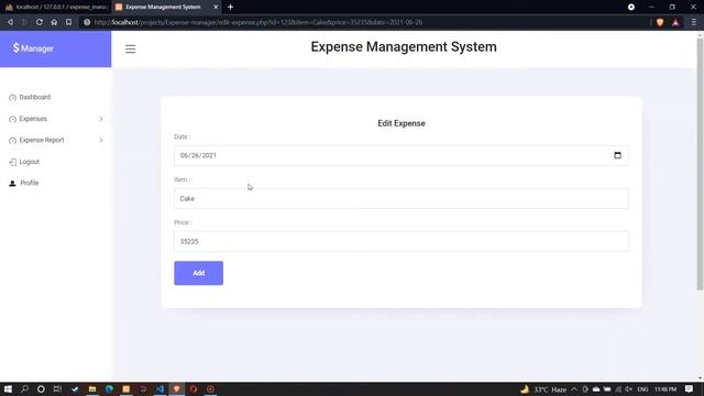 Expense Management System in PHP MySQL With Source Code | Free Download | PHP Project + Source Code