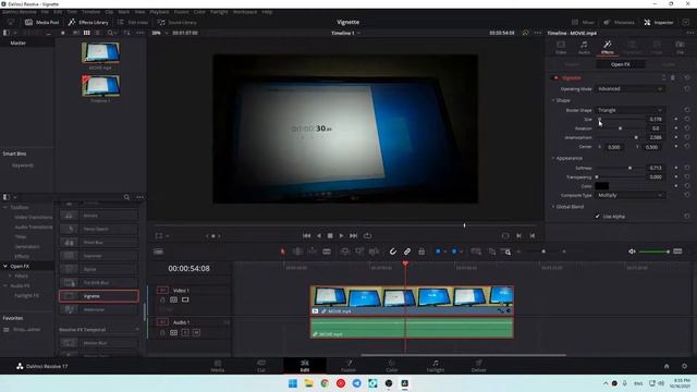 Как добавить виньетку в Davinci resolve