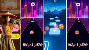 Raya Vs Moana But In Tiles Hop EDM Rush And Dancing Road! How Far I'll Go!