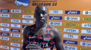 17-year-old Noah Kibet of Kenya talks after making 2022 World Indoor 800 final