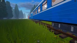 Узкоколейный тепловоз ТУ2-238 с пассажирским поездом едет в близ станции Озерная в roblox