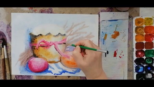 Пасхальный натюрморт акварелью Рисуем с Любовью Draw with Love смотреть онлайн
