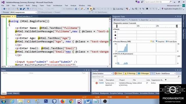 20 | Validation Message And Validation Summary Methods In ASP.NET MVC | Learn ASP.NET  (Hindi/Urdu)