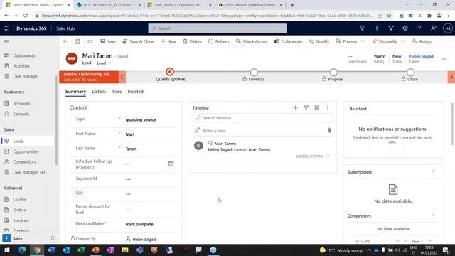 DEMO Dynamics Sales, CRM решение от Microsoft