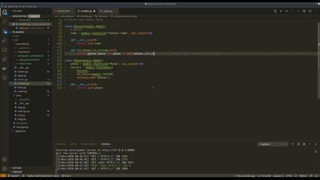 05. Django 3.1. Web-приложение "Телефонная книга" - Создание ListView, CreateView
