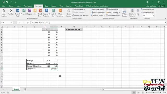 Basic Statistical Functions: Variance, z-Score, Correlation, Excel For Statistics Analysis