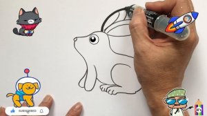 How To Draw a Cute Rabbit | Bolalar uchun quyon rasm chizish | рисуем кролика для детей