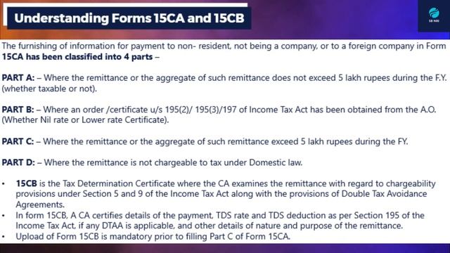 All about Form 15CA 15CB  Remittance  NRIs