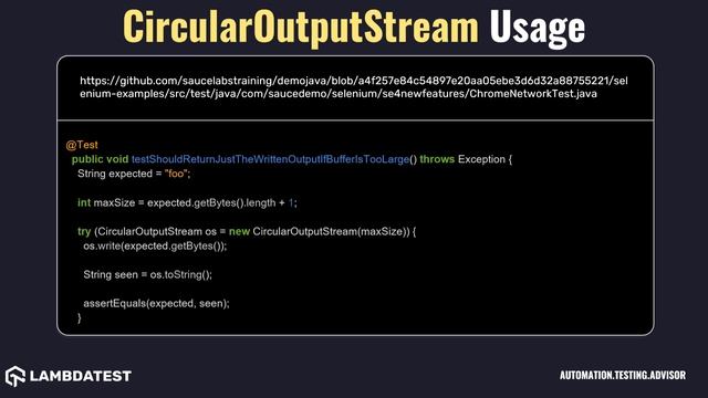 org openqa selenium io CircularOutputStream with example смотреть онлайн