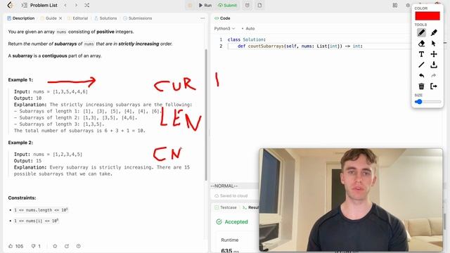 Leetcode 2393. Count Strictly Increasing Subarrays - Python tutorial смотреть онлайн