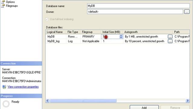 Creating Database Using MS SQL Server (1 of 15)