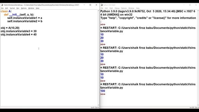 #115 Instance Variable vs Class (Static) Variable in Python | oops concepts | Python tutorials