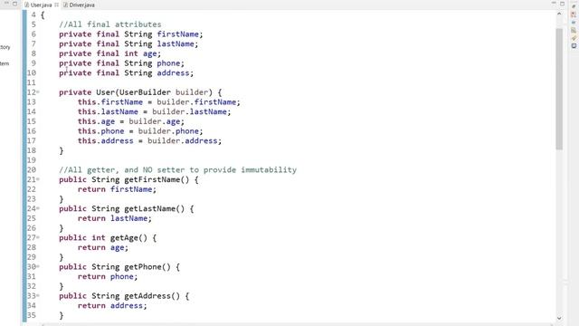 Builder Design pattern in Java