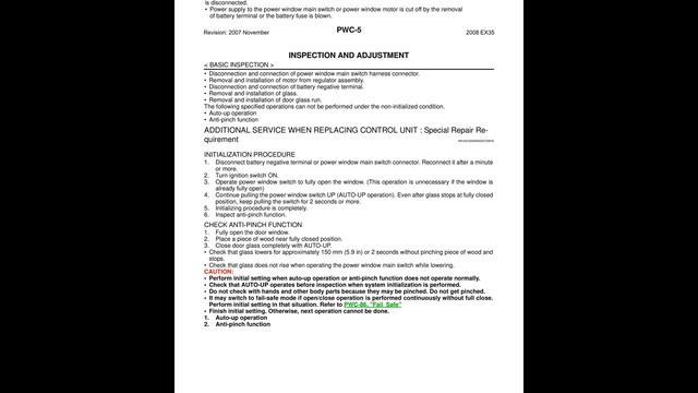 ? 2008 Infiniti EX35 - Power Window Control System (Section PWC) - PDF Manual (112 Pages) - Cars . смотреть онлайн