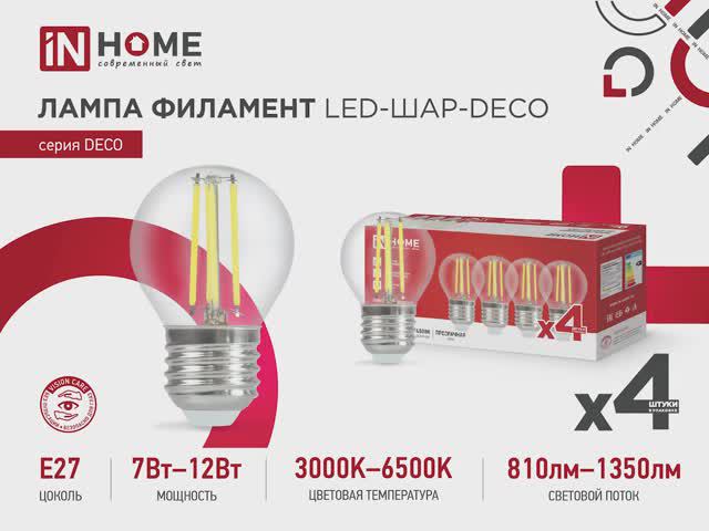 Лампа филамент LED-ШАР-DECO / IN HOME современный свет