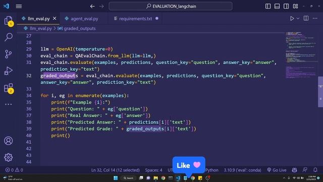 Langchain: Auto evaluate llms and Agents. OpenAI Gpt 3 evaluation using Langchain and custom prompt