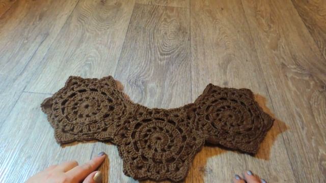 Круглая кокетка крючком, из мотивов для плечевого изделия. МК.