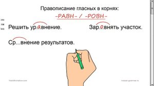Русский язык. Гласные в корнях -РАВН- /-РОВН- с чередованием.