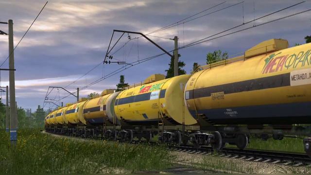 Trainz, ВЛ11-350/352 + Толкач ВЛ11-103 с поездом миниральных удобрений и цистерн Метафракс