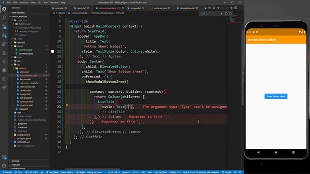 Bottom Sheet Widget in Flutter | Flutter Complete Crash Course | Flutter Widgets | 30DaysOfFlutter