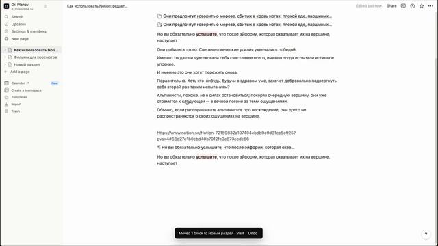 Работа с текстом в Notion: оформление, базовые и продвинутые функции