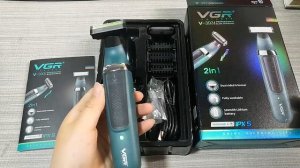 Триммер для бороды VGR V-393 2 в 1, с насадками и запасной головкой, зеленый