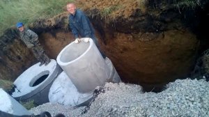 Монтируем железобетонные кольца собственного производства. Ж/Б Кольца. 89506322315
