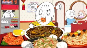 쟁반짜장,짬뽕,탕수육 먹방(칠리새우,고추잡채) 애니먹방/ Jajangmyeon & Jjamppong & Tangsuyuk Mukbang /Animation ASMR/foomuk