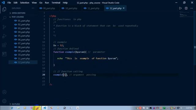 PHP full  course ||  part - 12 ||  Functions in php || developer rezwan