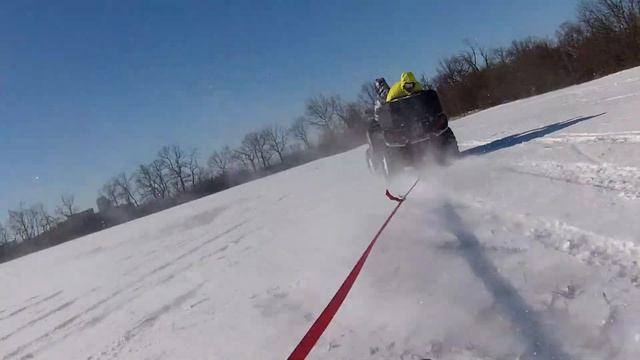 Прицепили к cf moto x8 санки. смотреть онлайн