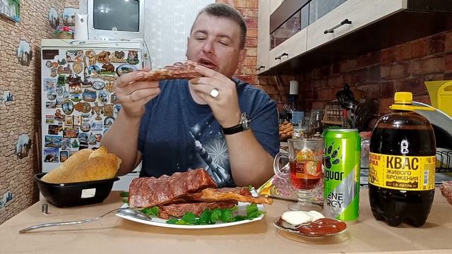 MUKBANG КОПЧЁНЫЕ РЁБРА/ВКУСНЕЙШИЕ КОПЧЁНЫЕ РЁБРА ОБЖОР смотреть онлайн