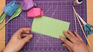 Тюльпан оригами Как сделать тюльпан из бумаги в технике оригами Оригами тюльпан пошагово