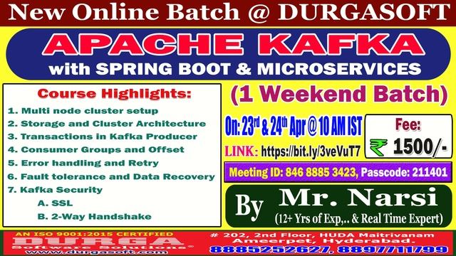 Apache Kafka (1 Weekend Batch) Online Training @ DURGASOFT смотреть онлайн