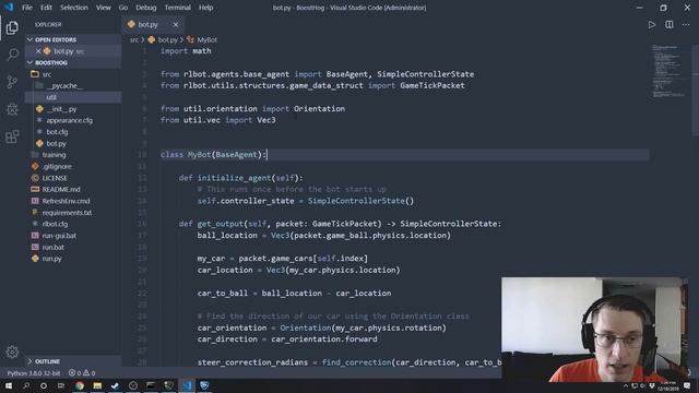 RLBot Beginner Tutorial - Learn Python by playing Rocket League 1/3