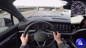 2021 VW Touareg R Line TOP SPEED DRIVE ON GERMAN AUTOBAHN