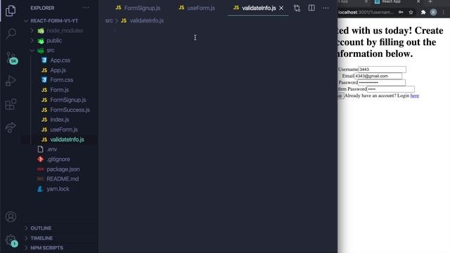 React Form Validation Using Custom Hooks Tutorial - Beginner React JS Project