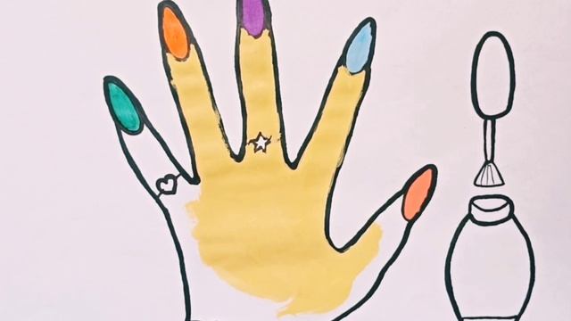 How to draw a finger with rainbow colors for children .How to draw nails.Как рисовать ногти.??️?