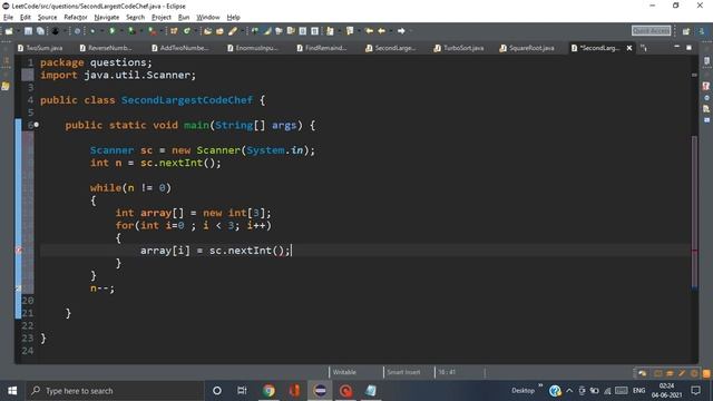 Second Largest Number||Java||Code Chef||Beginner смотреть онлайн
