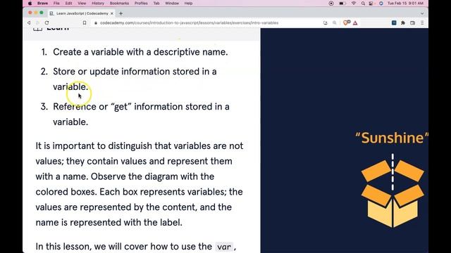 An Introduction to JavaScript Variables 2023, What are JavaScript Variables, Codecademy JS Section